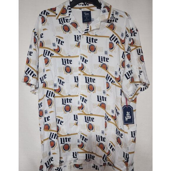 Miller lite short sleeve button up shirt size medium - Picture 1 of 6